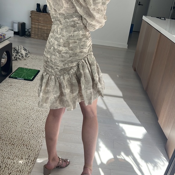 COPY - Ronny Kobo Silk Floral Pattern Puff Long Sleeve Mini Dress sz Small - Picture 3 of 6